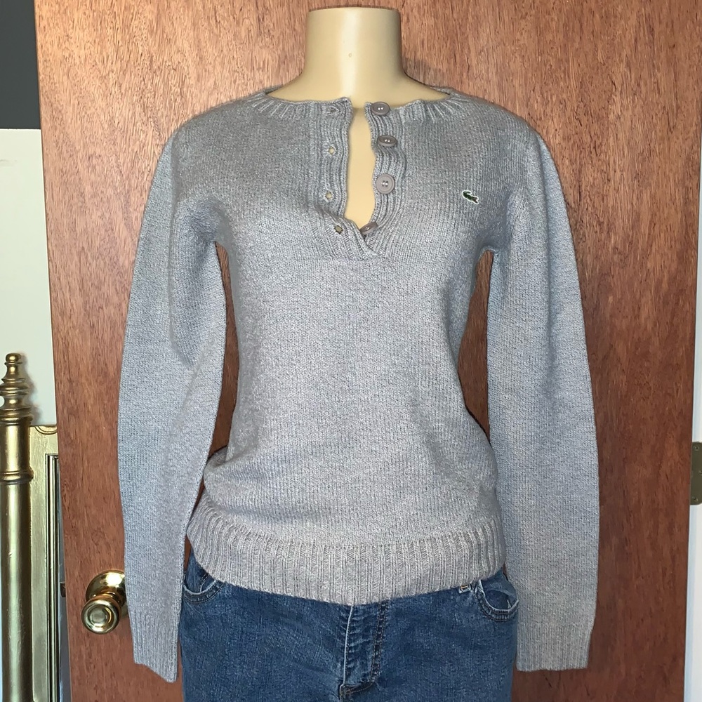 Lacoste Women’s Knit Crewneck Pullover Sweater | Gray Size EU 38 - US Medium